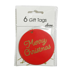 Red Merry Christmas round tags