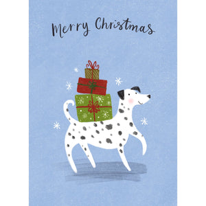Merry Christmas Spotty Dog Personalised Christmas Card
