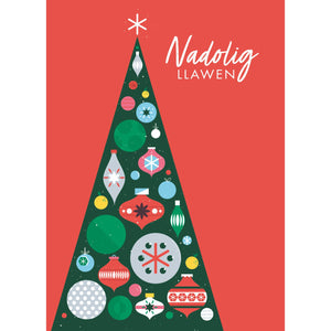 Welsh Merry Christmas Tree Personalised Christmas Card