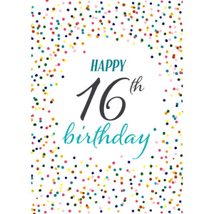 Happy 16th Birthday with Confetti Personalised Card