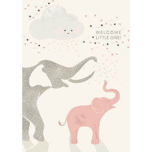 Welcome Little One Pink Personalised Card