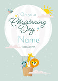 Hot Air Balloon Christening Day Personalised Card