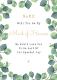 Will You Be My Maid of Honour Personalised Card