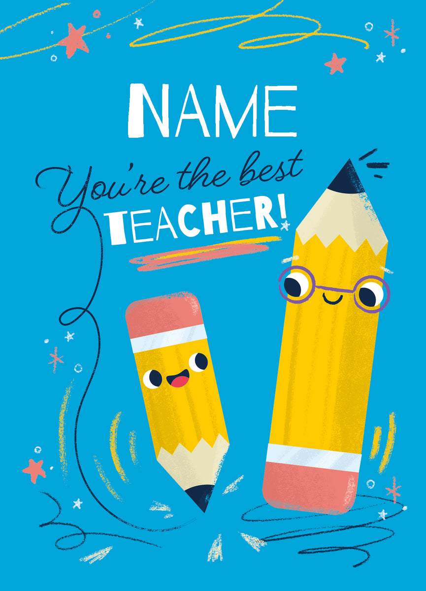 Best Teacher Pencils Personalised Card – Macmillan Cancer Support Shop