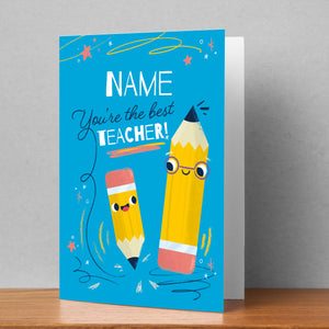Best Teacher Pencils Personalised Card