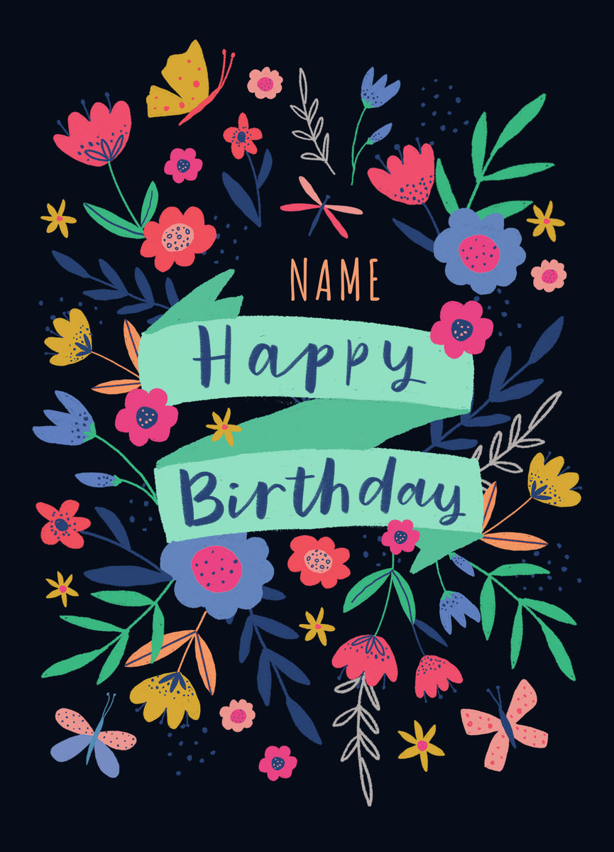 Happy Birthday Floral Personalised Card – Macmillan Cancer Support Shop