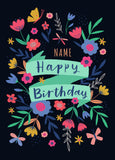 Happy Birthday Floral Personalised Card