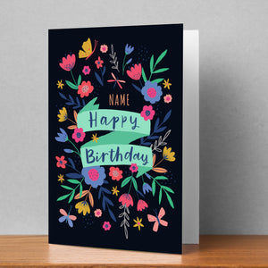 Happy Birthday Floral Personalised Card