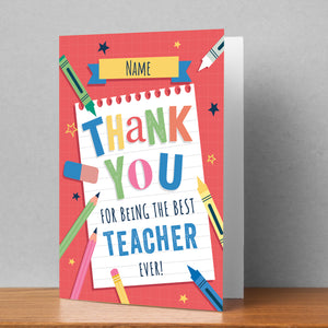 Thank You Teacher Personalised Card