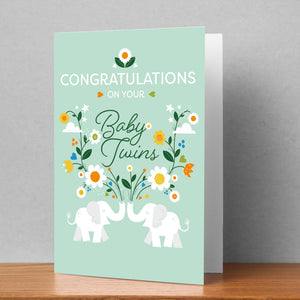 Baby Twins Personalised Card