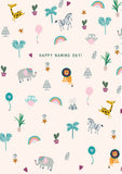 Happy Naming Day Animals Personalised Card