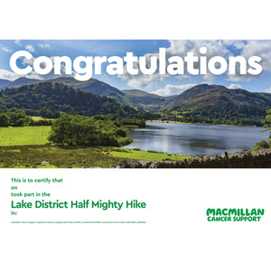 Mighty Hike Lake District Half Certificate