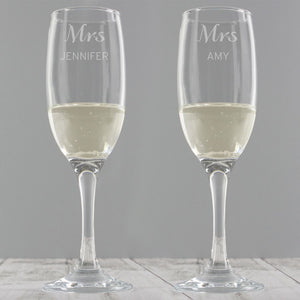 Personalised Classic Pair of Champagne Flutes