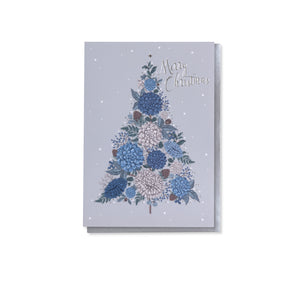 Sapphire & Snow Tree Single Christmas Card
