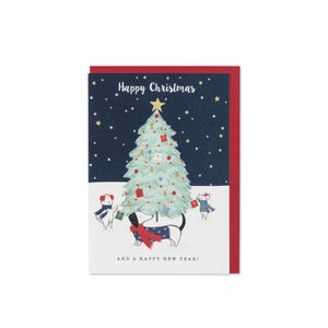Dachshund Christmas Tree Single Christmas Card