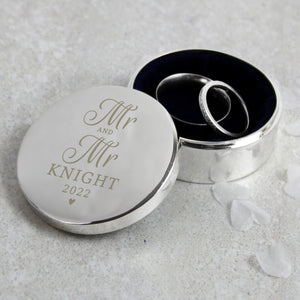 Personalised Wedding Silver Ring Trinket Box