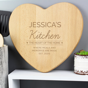 Personalised 'Heart of The Home' Wooden Chopping Board