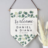 Personalised botanical hanging wedding banner