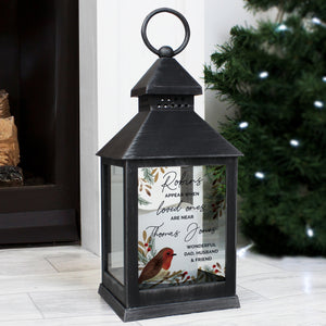 Personalised Robins Appear.. Memorial Black Lantern