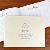 Personalised silver hearts guest book