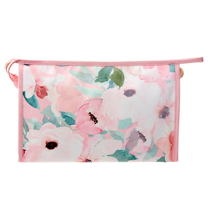 Pink Floral Large Cosmetic Bag
