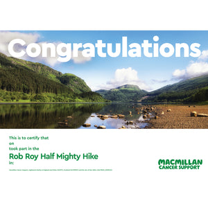 Mighty Hike Rob Roy Half Certificate
