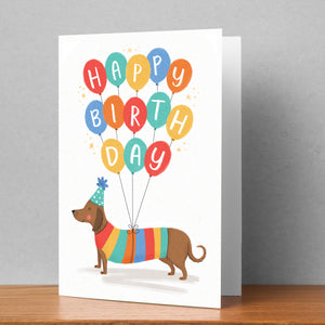 Happy Birthday Sausage Dog Personalised Birthday Card