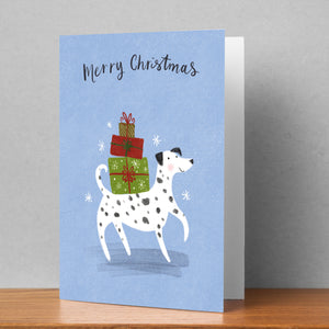 Merry Christmas Spotty Dog Personalised Christmas Card