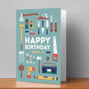Happy Birthday Tools Personalised Card