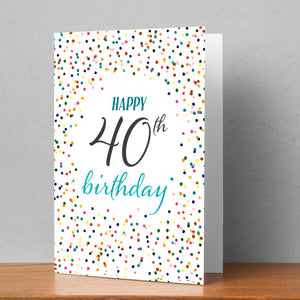 Happy 40th Birthday with Confetti Personalised Card